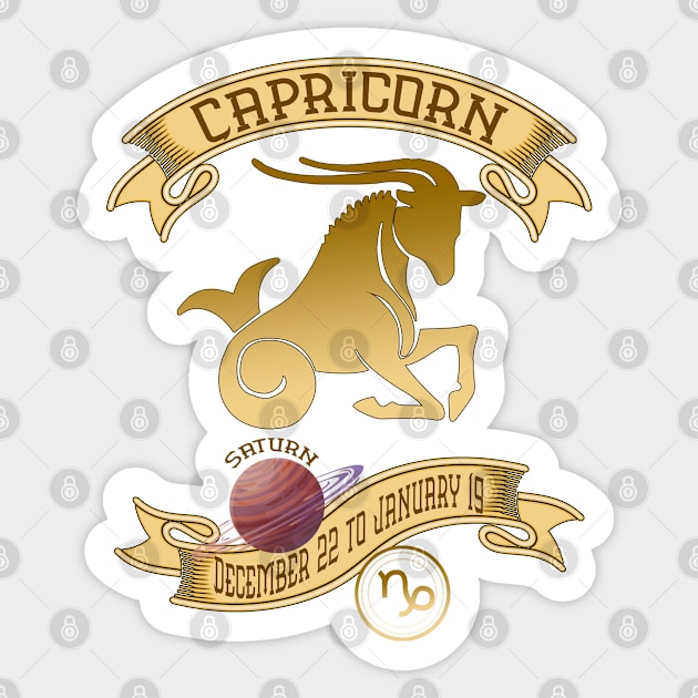 Capricorn December 22 to January 19 Vintage Sticker by KrasiStaleva